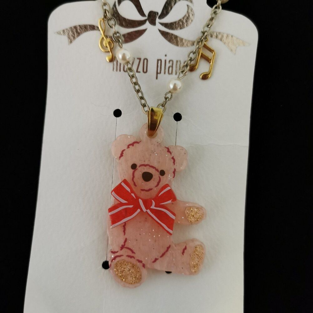 Mezzo Piano Pink Bear Lolita Necklace Acrylic Lolita Jfashion Kawaii Accessory